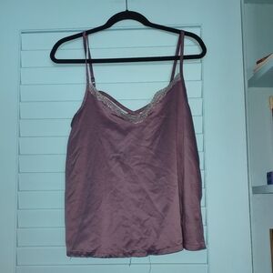 purple cami with lacy collar with low back fits like medium